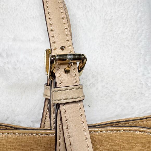 MICHAEL KORS Jet Set Camel Tan Leather Medium Tote Double Strap Bucket Handbag - Picture 16 of 16